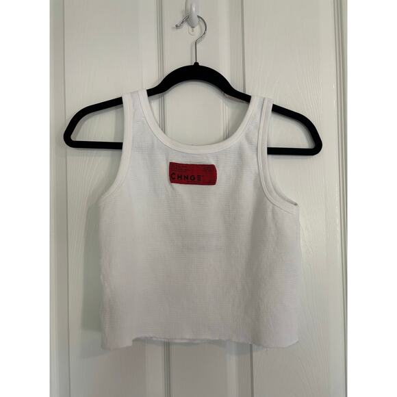 CHNGE WDOYS Cropped Rib Tank Women Don't Owe you Large White - Picture 2 of 6